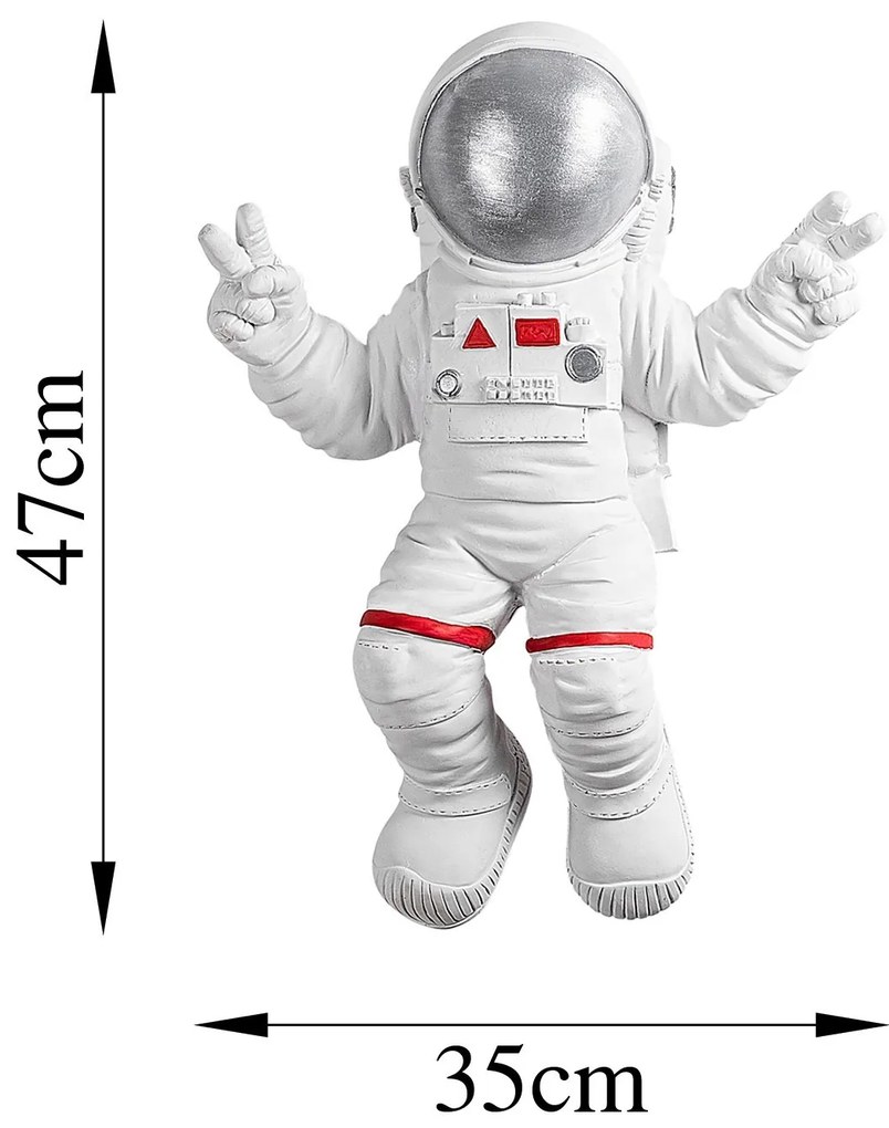 Nástenná dekorácia Astronaut biela/šedá