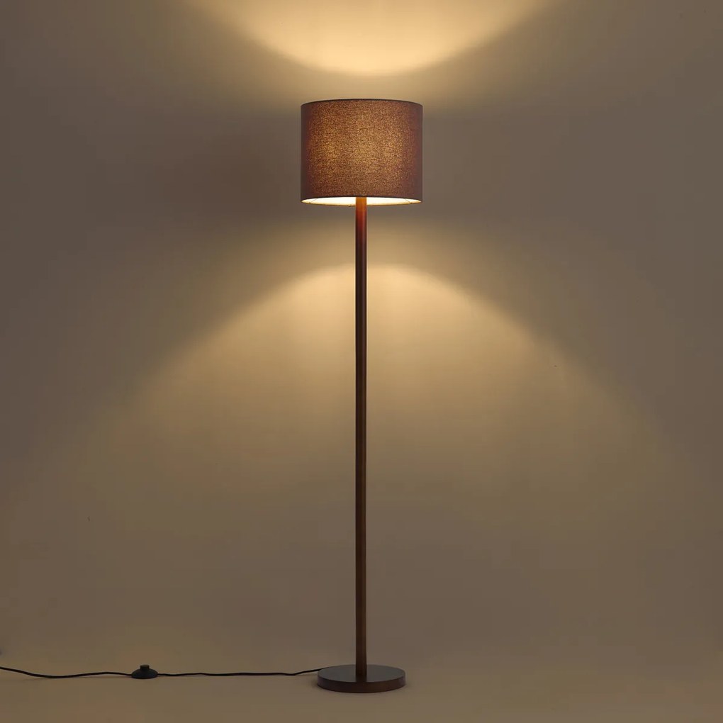 Japandi stojaca lampa orechové drevo s hnedým ľanovým tienidlom 151cm - Mels