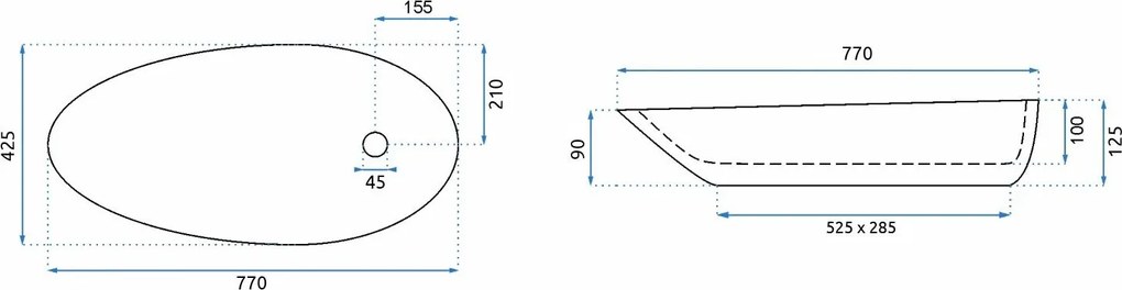 Rea Greta75 umývadlo, 77 x 43 cm, biela, REA-U1500