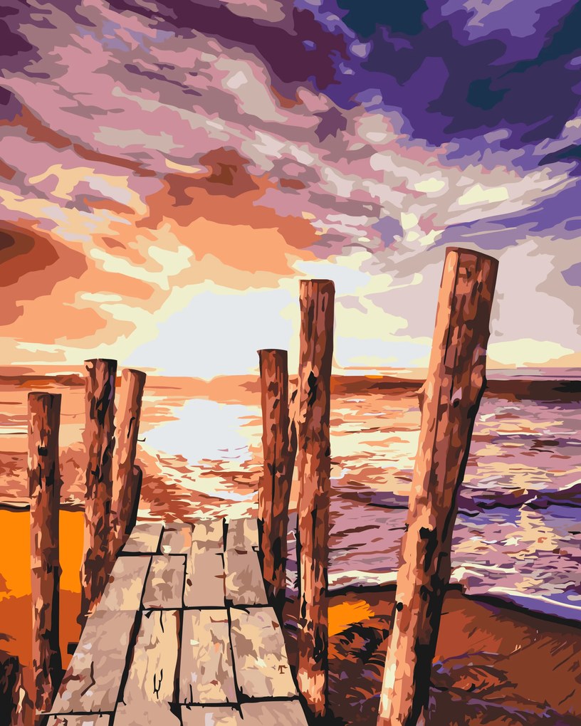 Gario Maľovanie podľa čísel Západ slnka na pláži Rozmery: 30 x 40 cm, Rámovanie: Iba zrolované plátno