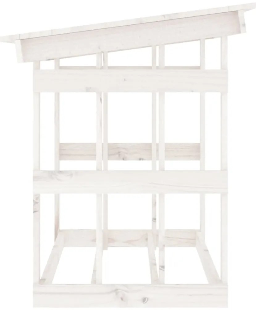 Stojan na palivové drevo biely 108x64,5x77 cm masívna borovica