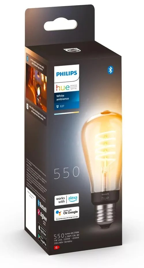 Filamentová inteligentná žiarovka E27, 7 W White ambiance – Philips Hue