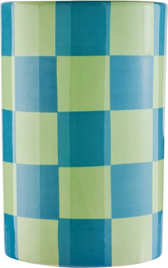 CHECKER Váza 20 cm - zelená/modrá