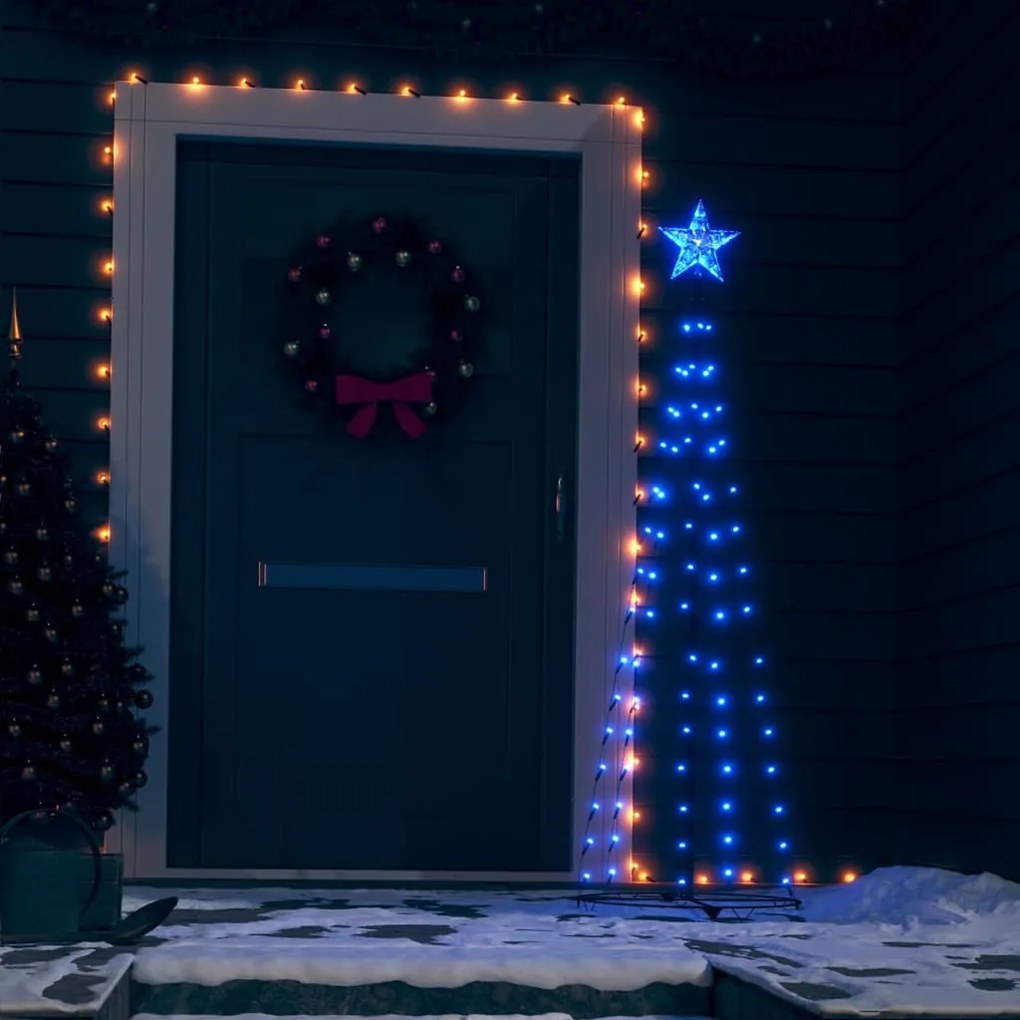 vidaXL Vianočný stromček kužeľ modrý 70 LED ozdoba 50x120 cm