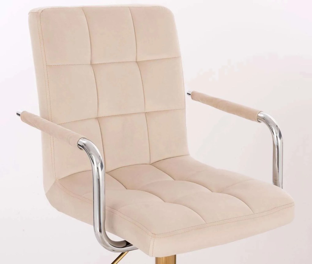 LuxuryForm DESIGN Stolička VERONA VELUR na striebornom kríži - krémová