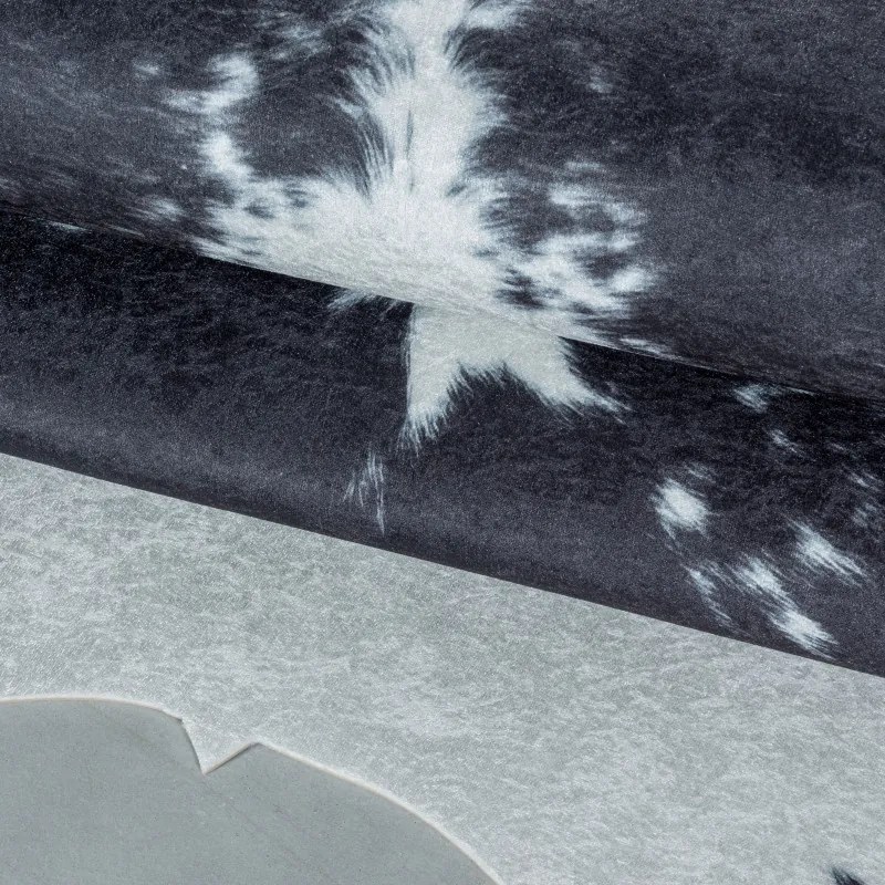 Ayyildiz, Kusový koberec Etosha 4114 black (tvar kožušiny), 100x135 tvar kožešiny, čiernobiela, chodba / predsieň