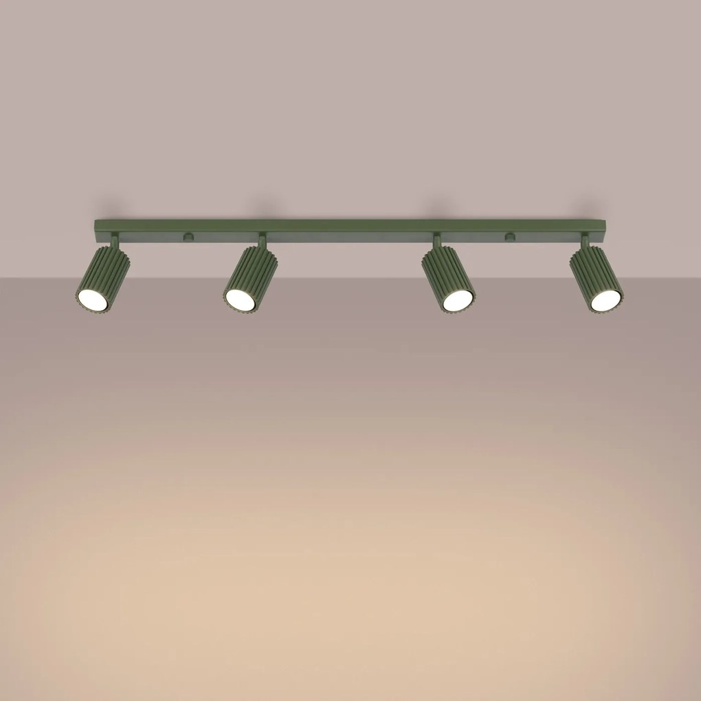 Bodové svietidlo Karbon, 4x olivovo zelené kovové tienidlo, (možnosť polohovania)