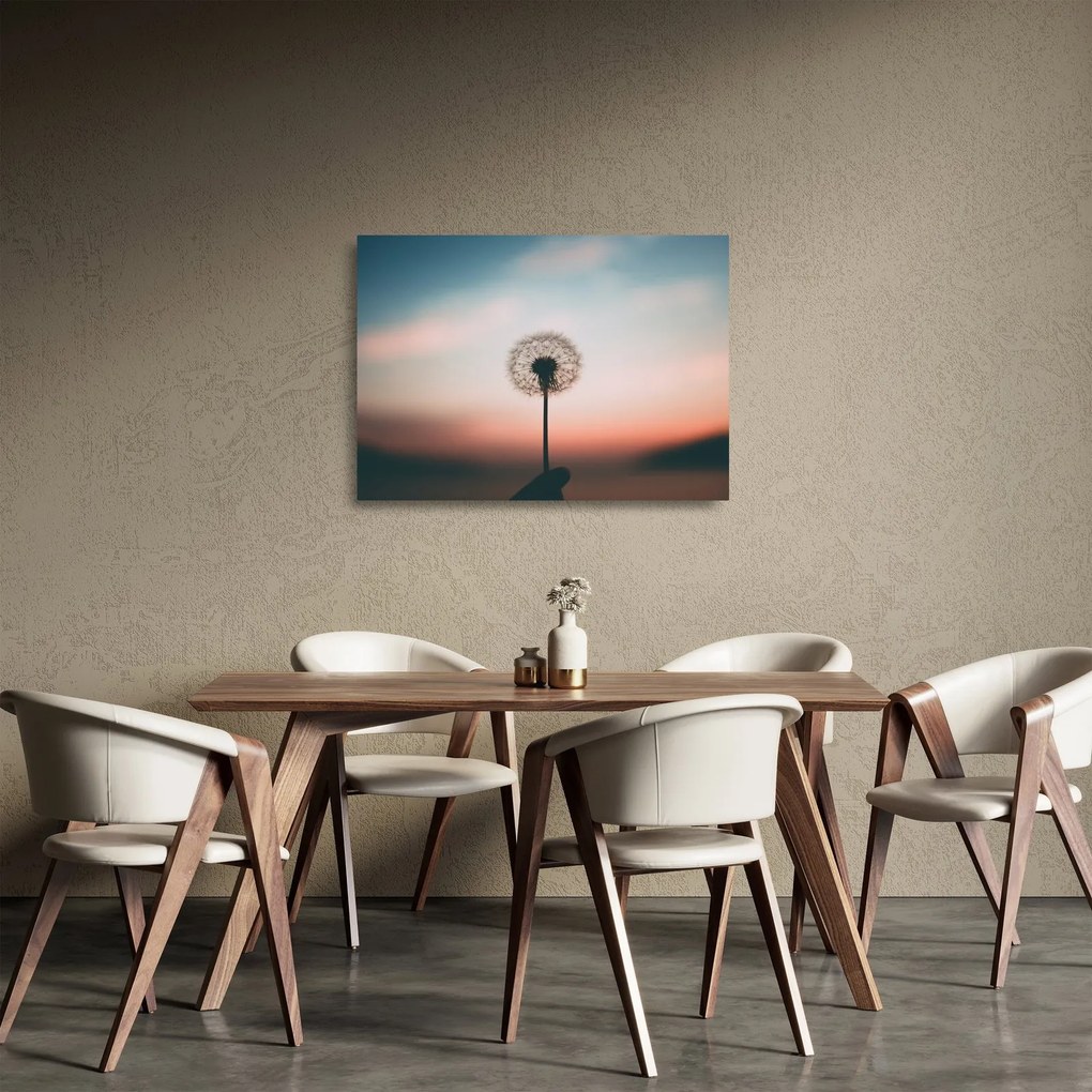 Sklenený obraz - Držím ťa, púpava (70x50 cm)