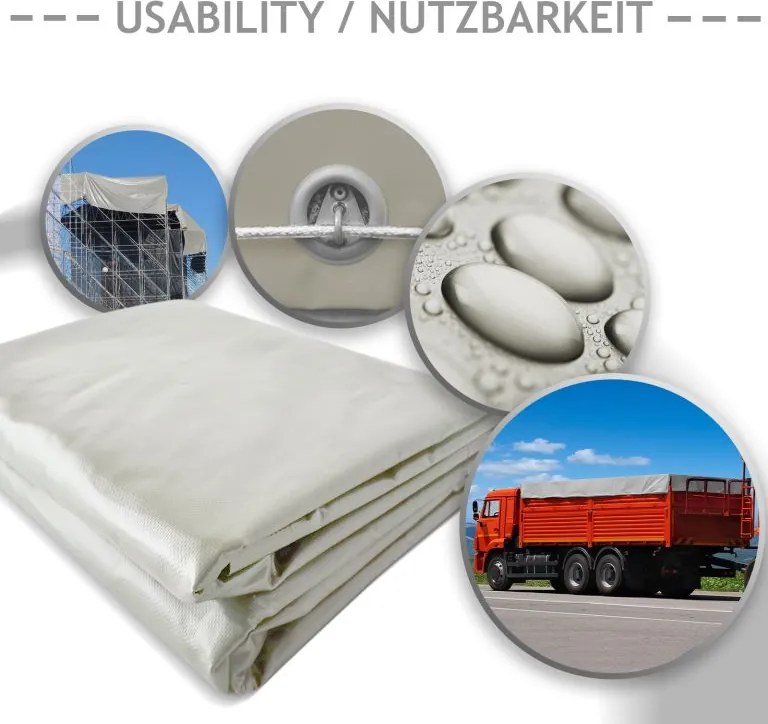 JAGO Plachta 650 g/m², hliníková oka, sivá, 3 x 6 m