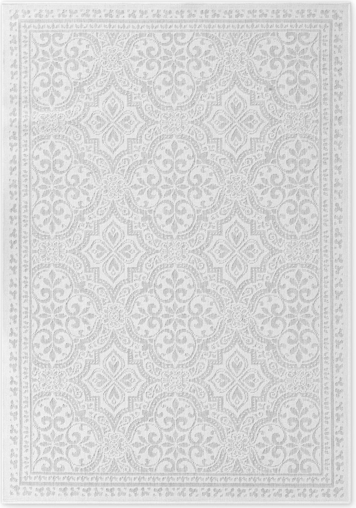 NORTHRUGS, Kusový koberec Duet 106251 Rosel White/Gray - na von aj na doma, 160x230, šedá, chodba / predsieň