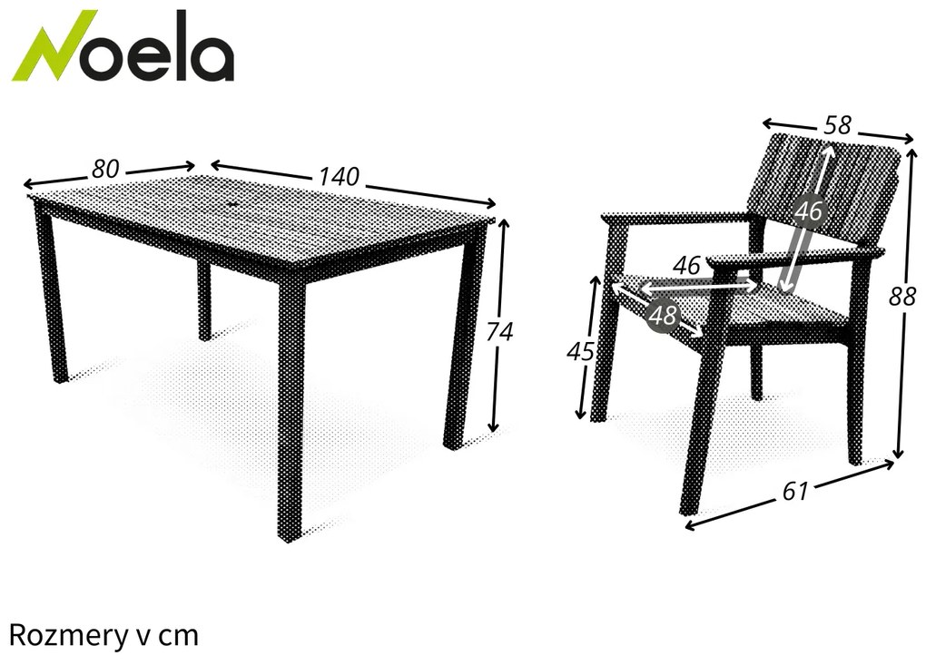 Noela Záhradná drevená zostava 1+6 Lucy I.