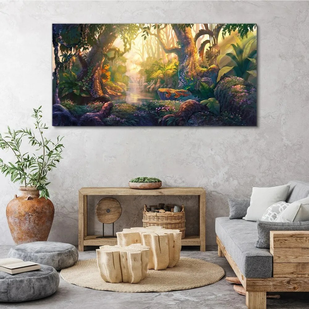 Obraz canvas Fantasy forest river kvety