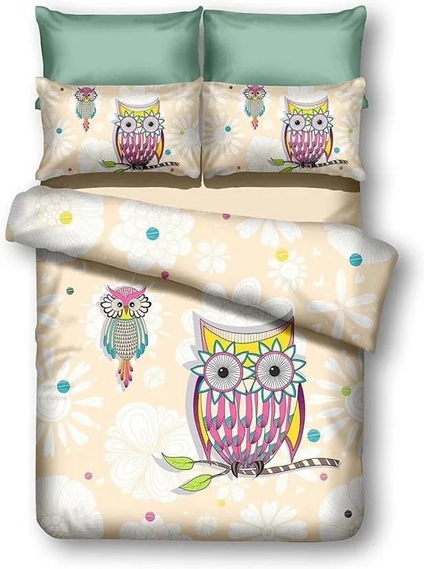 Obliečky z mikrovlákna DecoKing Owls Summerstory, 200 × 220 cm
