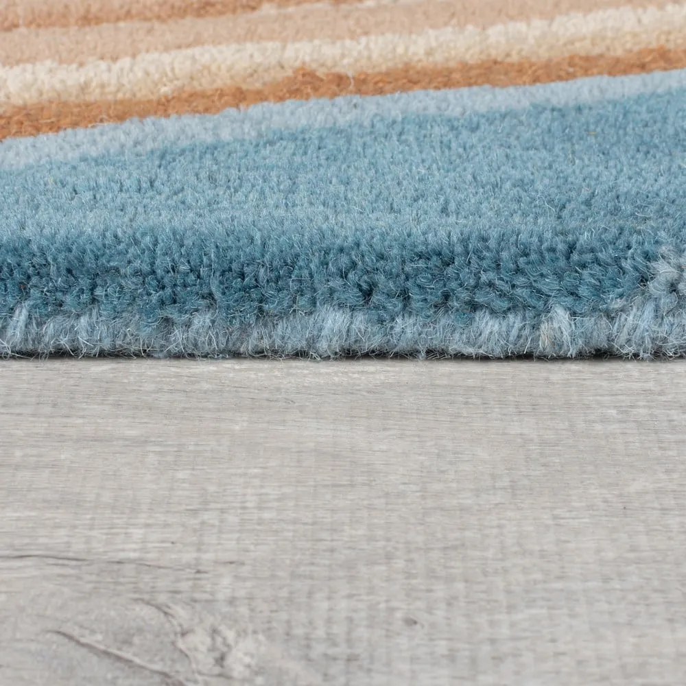 Modrý ručne tkaný vlnený koberec 160x230 cm Abstract Flow – Flair Rugs