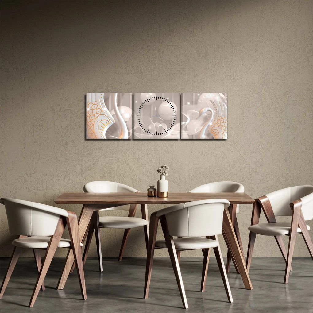 Obraz - Zakliate labute (s hodinami) (90x30 cm)