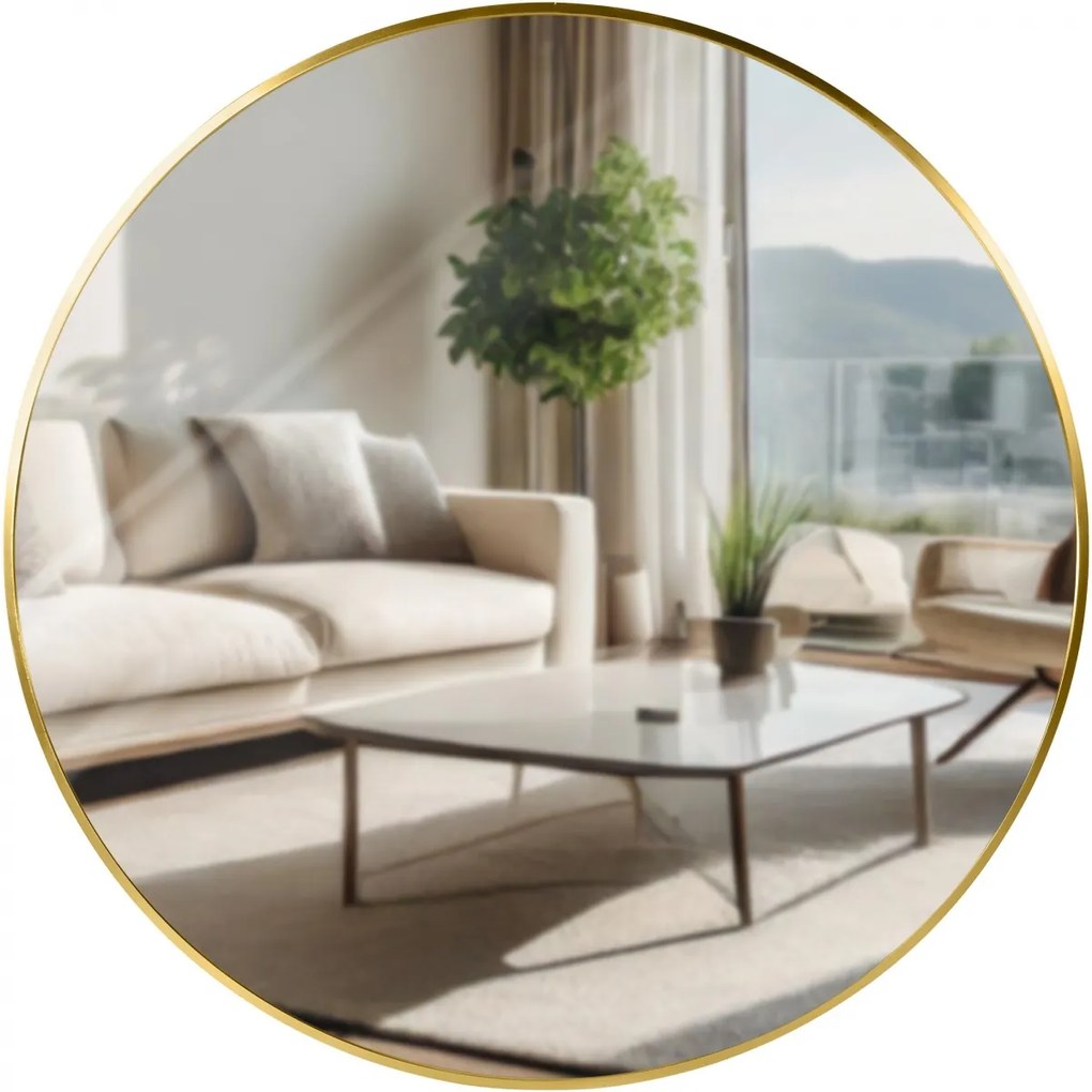 Nástenné zrkadlo Elsie XL 323829 - 80x80 cm - Zlatá lesk