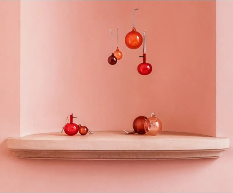 Sklenené ozdoby jabĺčka Oiva Toikka, červené / 3ks