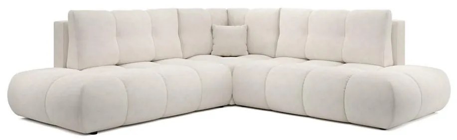 Rozkladacia rohová čalúnená sedacia súprava ALMADA do tvaru L s úložným priestorom, ľavé prevedenie, béžová