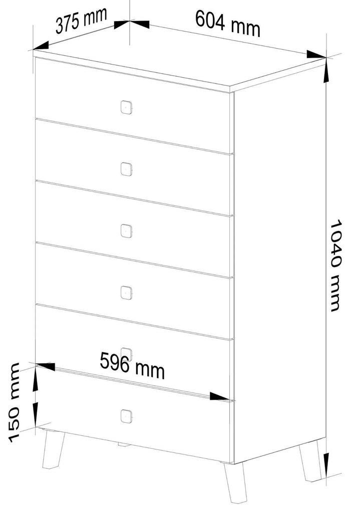Komoda Mobian 6 (kašmír). Akcia -20%. Vlastná spoľahlivá doprava až k Vám domov. 1107562