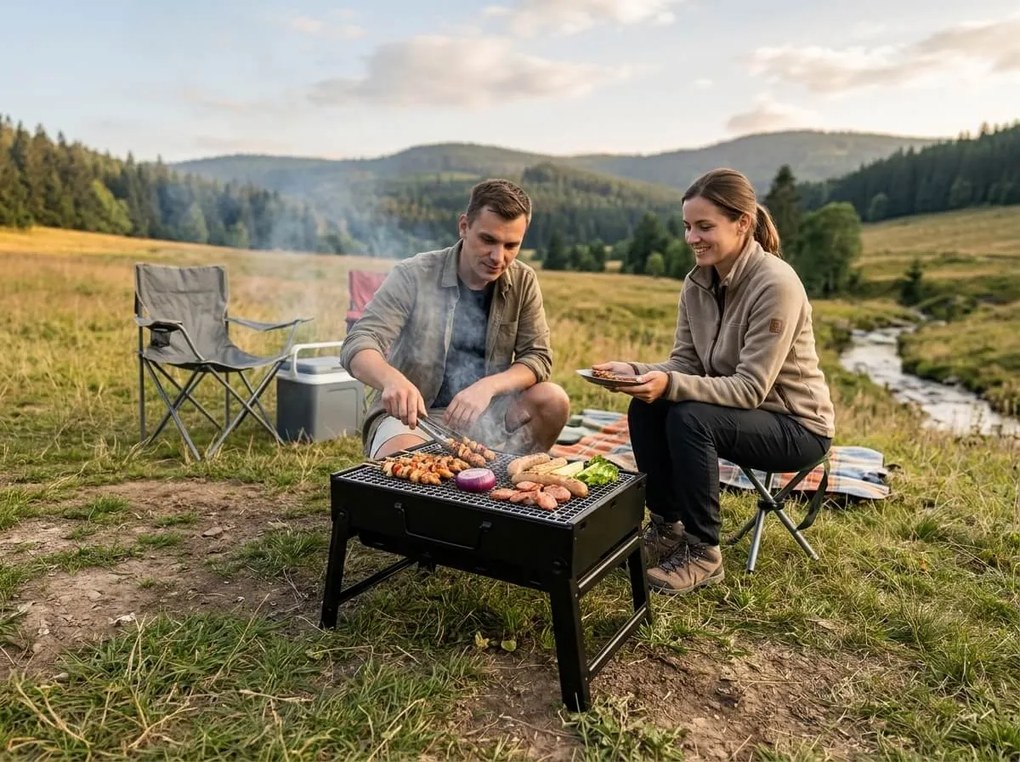 Prenosný gril na drevené uhlie EASY TRAVEL 35x29 cm