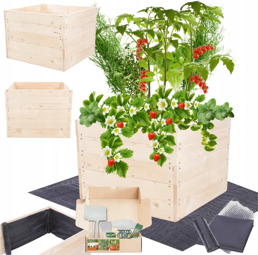 Vyvýšený záhon zeleninový záhon box s kvetináčom a impregnáciou 45x60x60