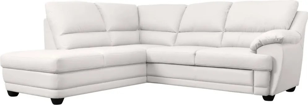 Rohová sedací souprava Nebolo, biela koža, ľavý roh