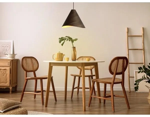 Drevený luster na lane 1xE27/60W/230V, priemer 45 cm, masív/orech/kaučukovník