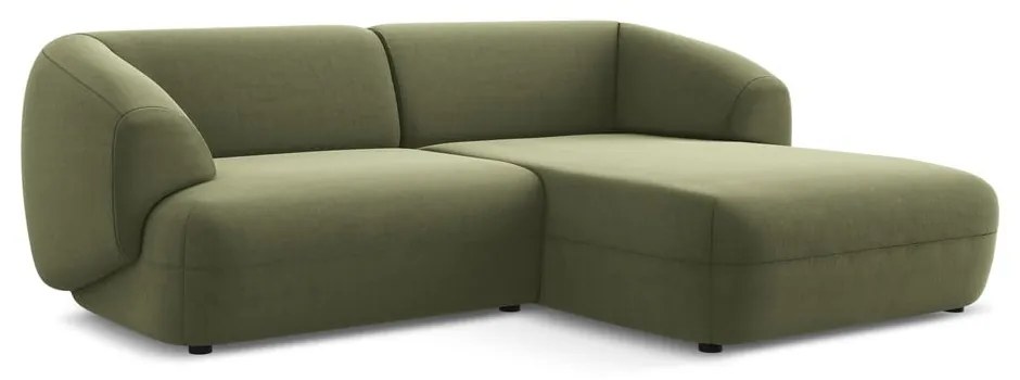 Zelená zamatová rohová pohovka (pravý roh) Moana – Makamii