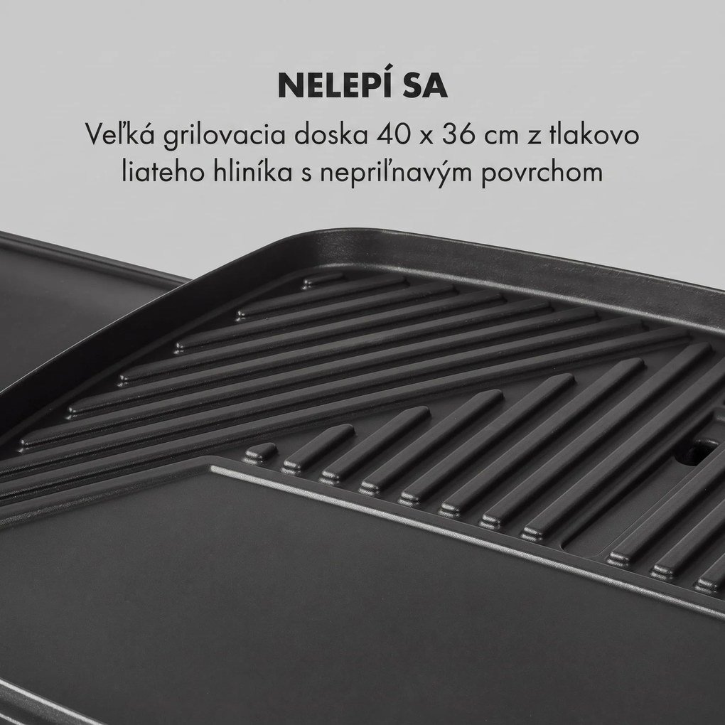 Klarstein Gatsby, elektrický gril, 2000 W, nepriľnavá grilovacia plocha, bočné stolíky, čierny