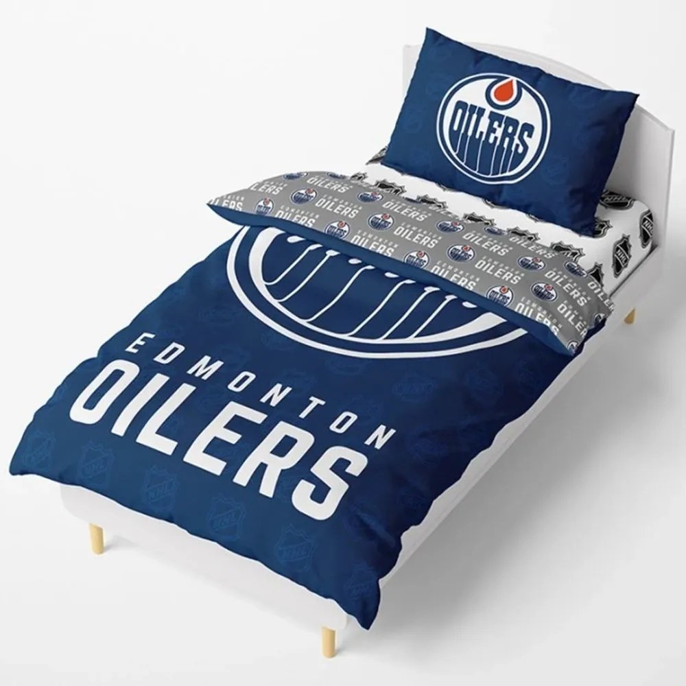 Hokejové posteľné obliečky NHL Edmonton Oilers - motív Shields - 100% bavlna renforcé - 70 x 90 cm + 140 x 200 cm
