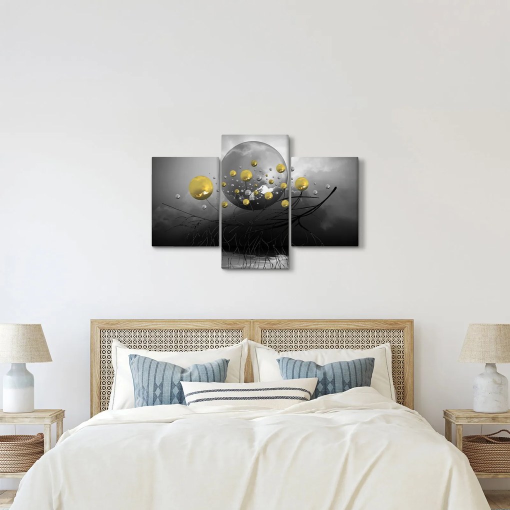 Obraz zlatých abstraktných gulí (90x60 cm)