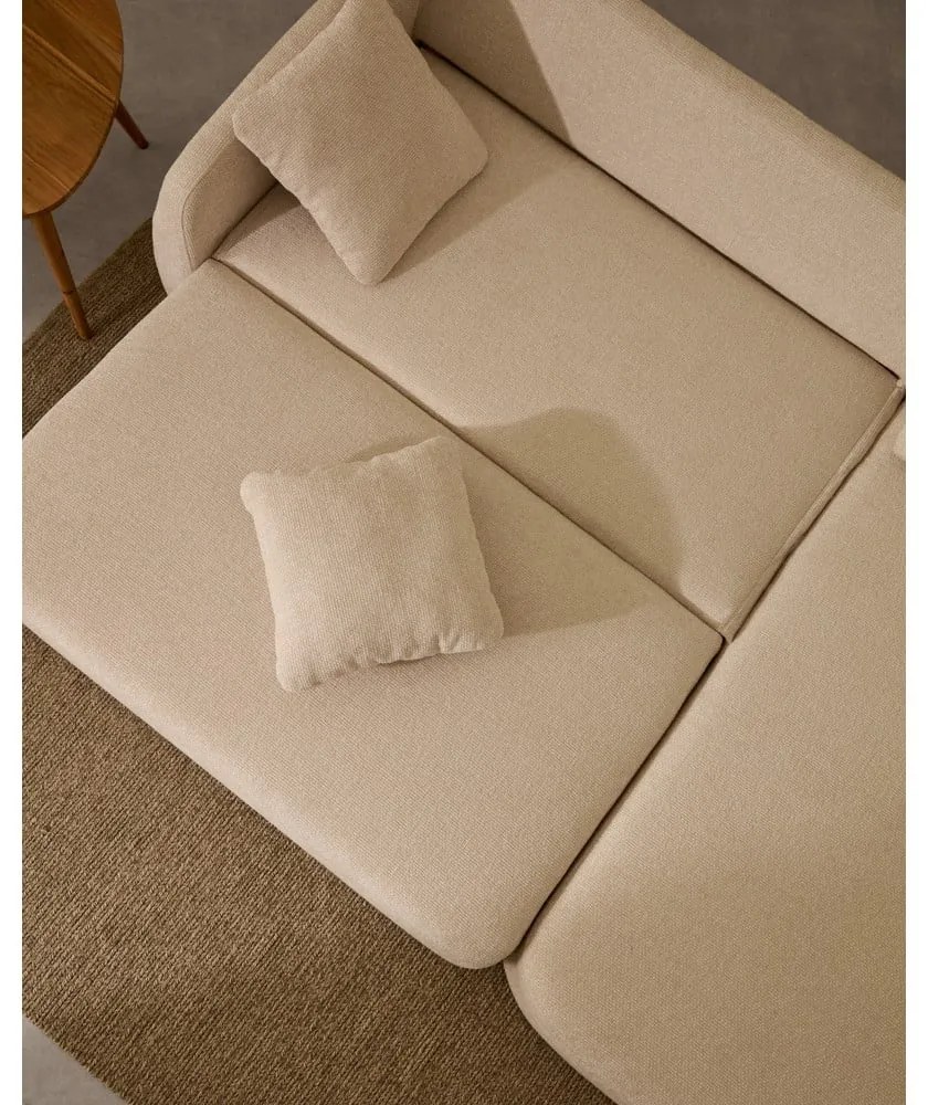 Krémová ženilková rozkladacia rohová pohovka (pravý roh/s leňoškou) Laira – Kave Home