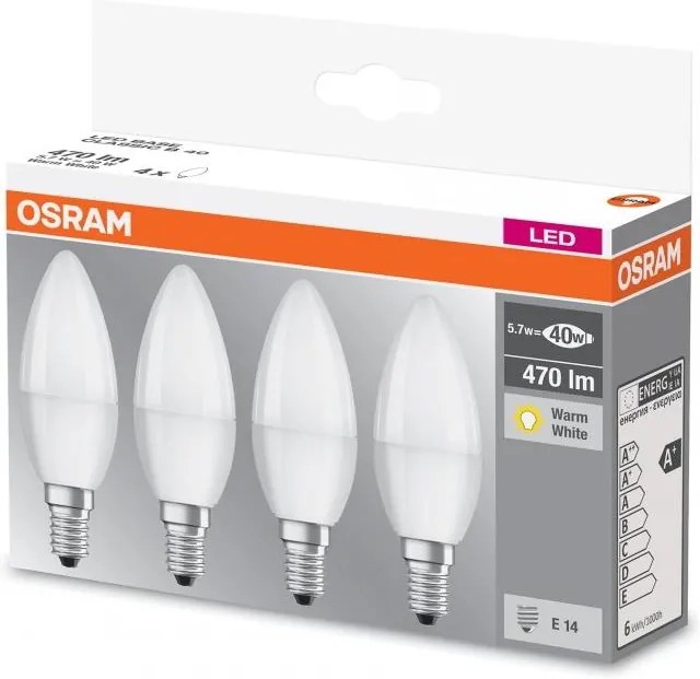 Osram SADA 4x LED Žiarovka B40 E14/5,7W/230V 2700K - Osram P22467