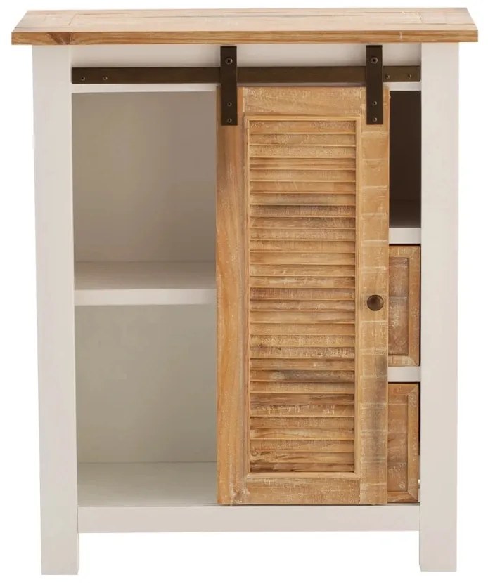 furniture-nabytek.cz - Masivní komoda Capera z borovicového dřeva a MDF, lakovaná, bílá s hnědými detaily