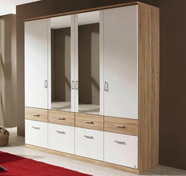 Šatníková skriňa Bremen, 181 cm, dub sonoma/biela