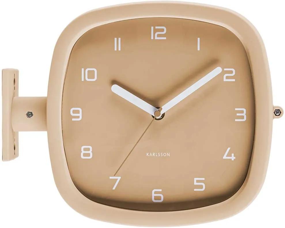 KARLSSON Nástenné hodiny Doubler hnedé 29 × 24,5 × 9,5 cm