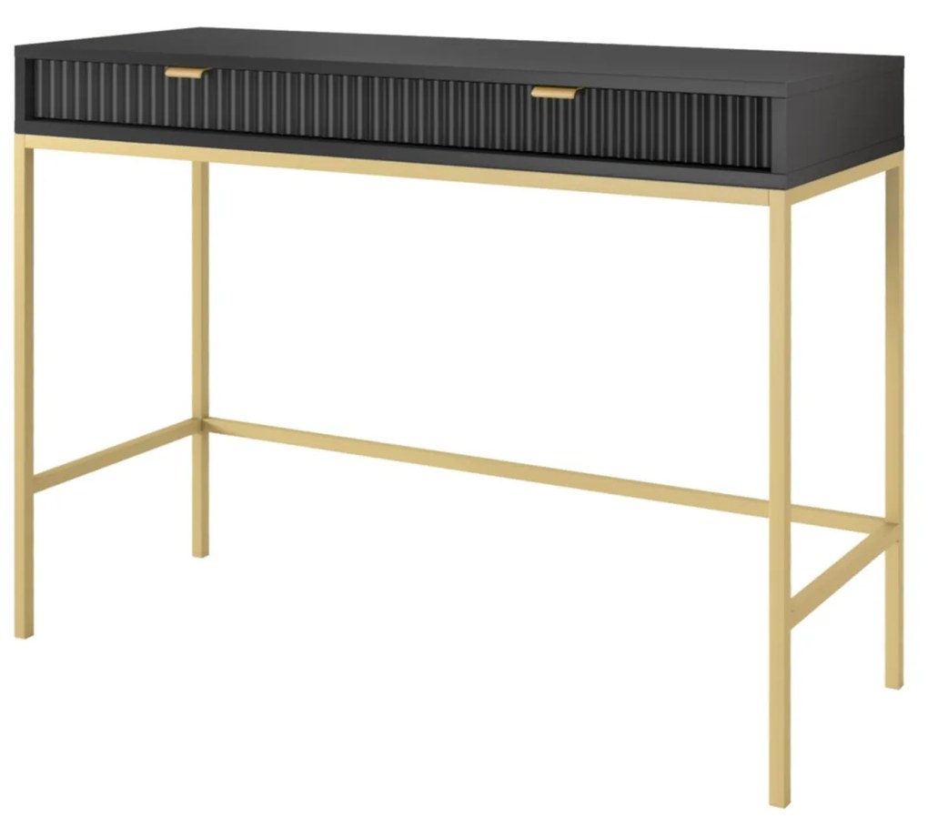 Toaletný stolík Nova 104 cm čierny/zlatý