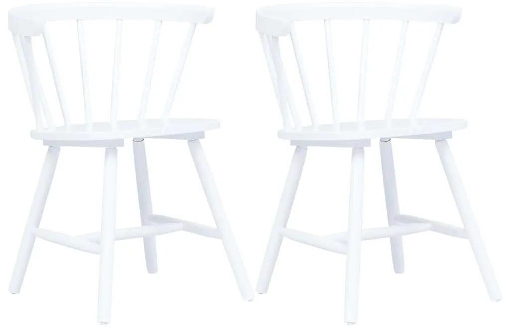 Jedálenské stoličky 2 ks biele masívne kaučukové drevo