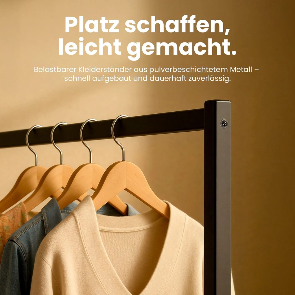 Vešiak s kolieskami na oblečenie Gisborne 120x38x120 - čierna