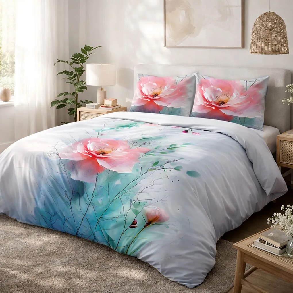 SATÉNOVÉ OBLIEČKY SATYNLOVE PREMIUM 140X200 CM, 1KS 70X80 CM KVETY