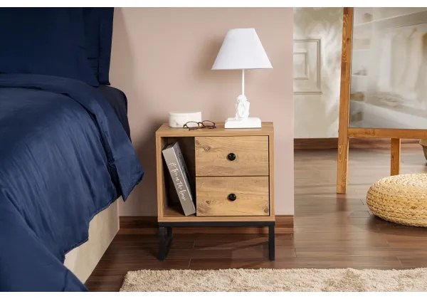 Nočný stolík GLIMMER 50x45,2 cm borovica atlantic/čierna