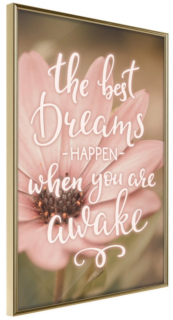 Artgeist Plagát - The Best Dreams Happen When You Are Awake [Poster] Veľkosť: 30x45, Verzia: Zlatý rám s passe-partout