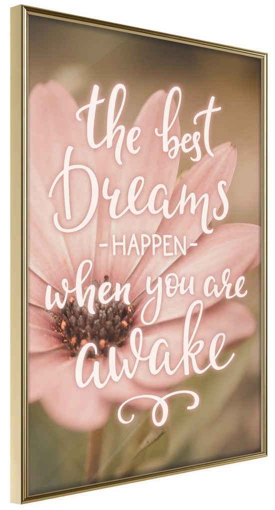 Artgeist Plagát - The Best Dreams Happen When You Are Awake [Poster] Veľkosť: 30x45, Verzia: Zlatý rám