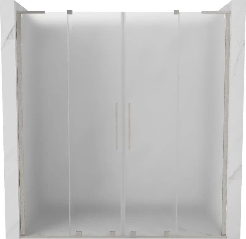 Mexen Velar L Duo, posuvné sprchové dvere do otvoru 180 cm, 8mm sklo námraza, brúsená oceľ, 871-180-003-32-97