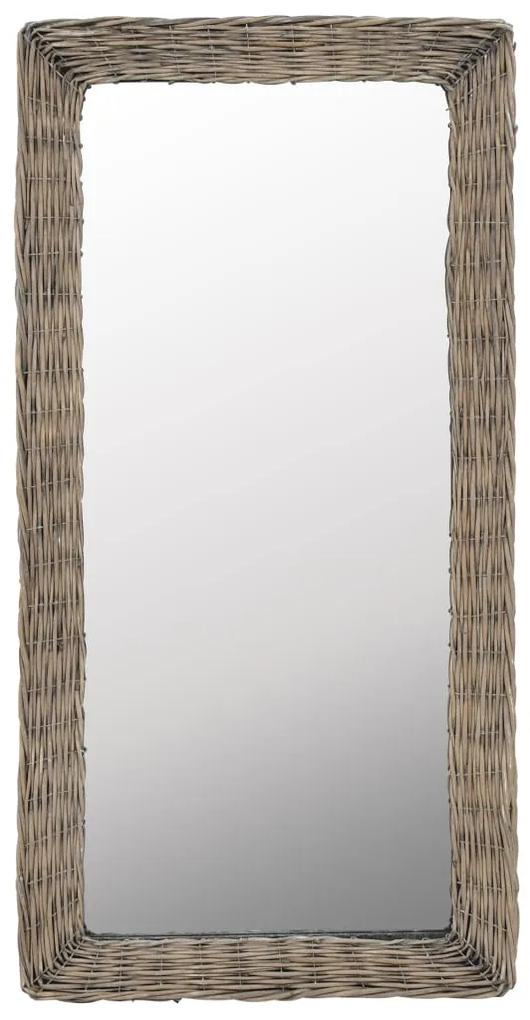 vidaXL Zrkadlo s prúteným rámom hnedé 50x100 cm