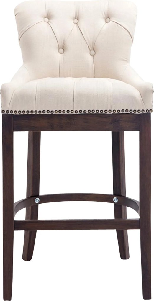 Barová stolička Buckingham - látka, drevené nohy tmavá antik - Krémová