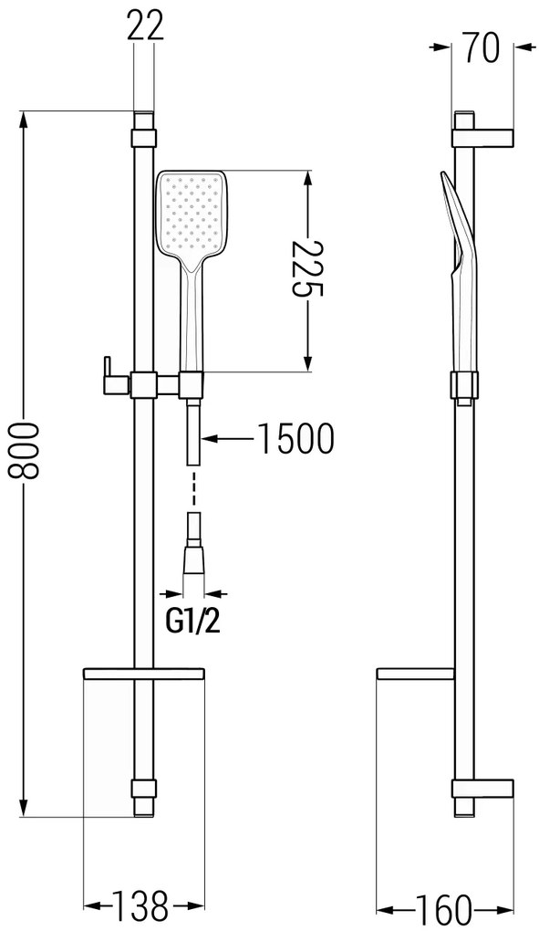 Mexen Alexa, sprchová a umývadlová batéria so sprchovým stĺpom DQ62, chrómová, 71204DQ62-00