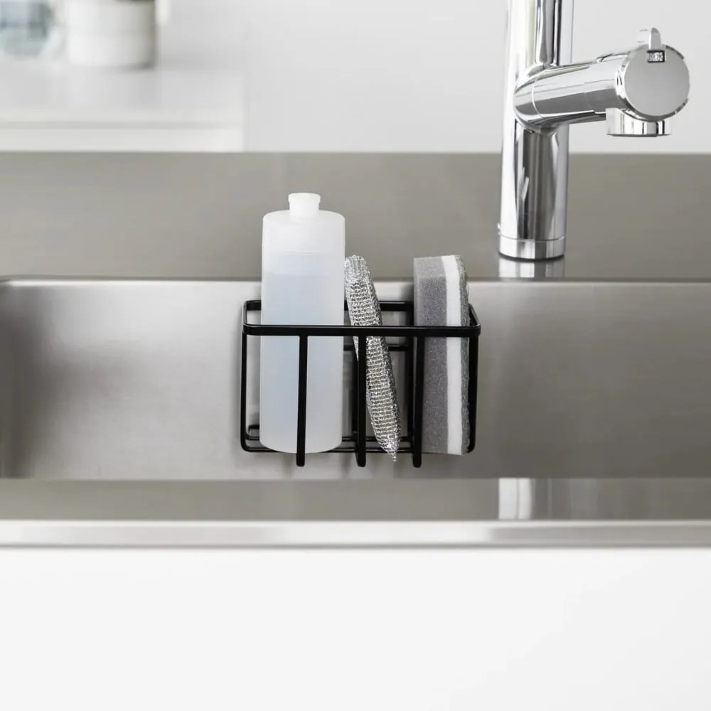 Čierny kovový stojan na umývacie prostriedky bez vŕtania Film Hook – YAMAZAKI
