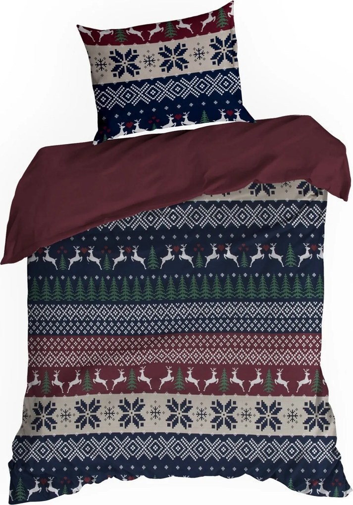 VIANOČNÉ RENFORCÉ OBLIEČKY SKANDY 140X200 CM, 1 KS 70X80 CM VZOROVANÉ