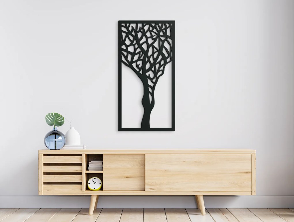 drevko Drevený obraz Strom Rozmer obrazu: 44,5 x 22,5 cm, Farba dekorácie: Čierna